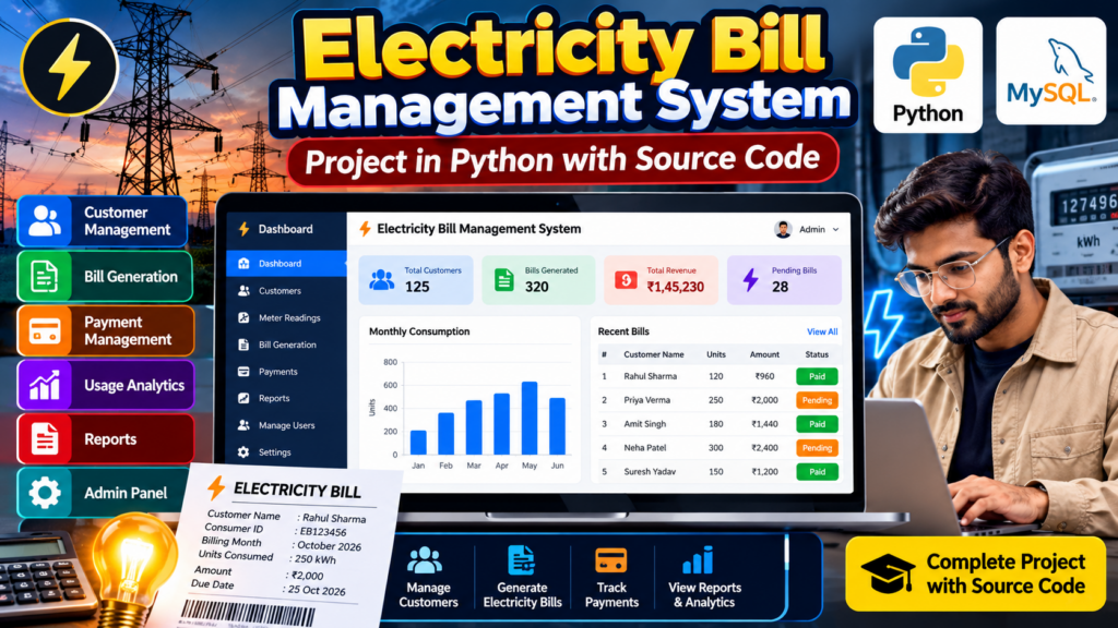 Electricity bill management system project in Python