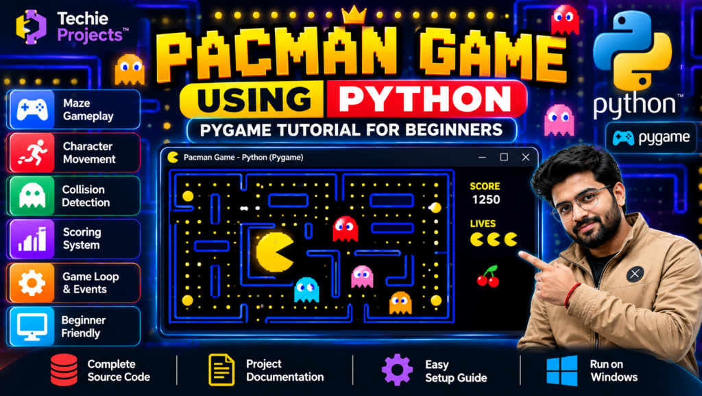 Pacman Game Using Python with Pygame Maze Gameplay