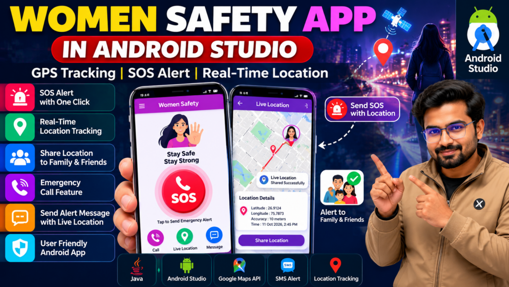 Women Safety App in Android Studio with GPS Tracking and SOS Alert