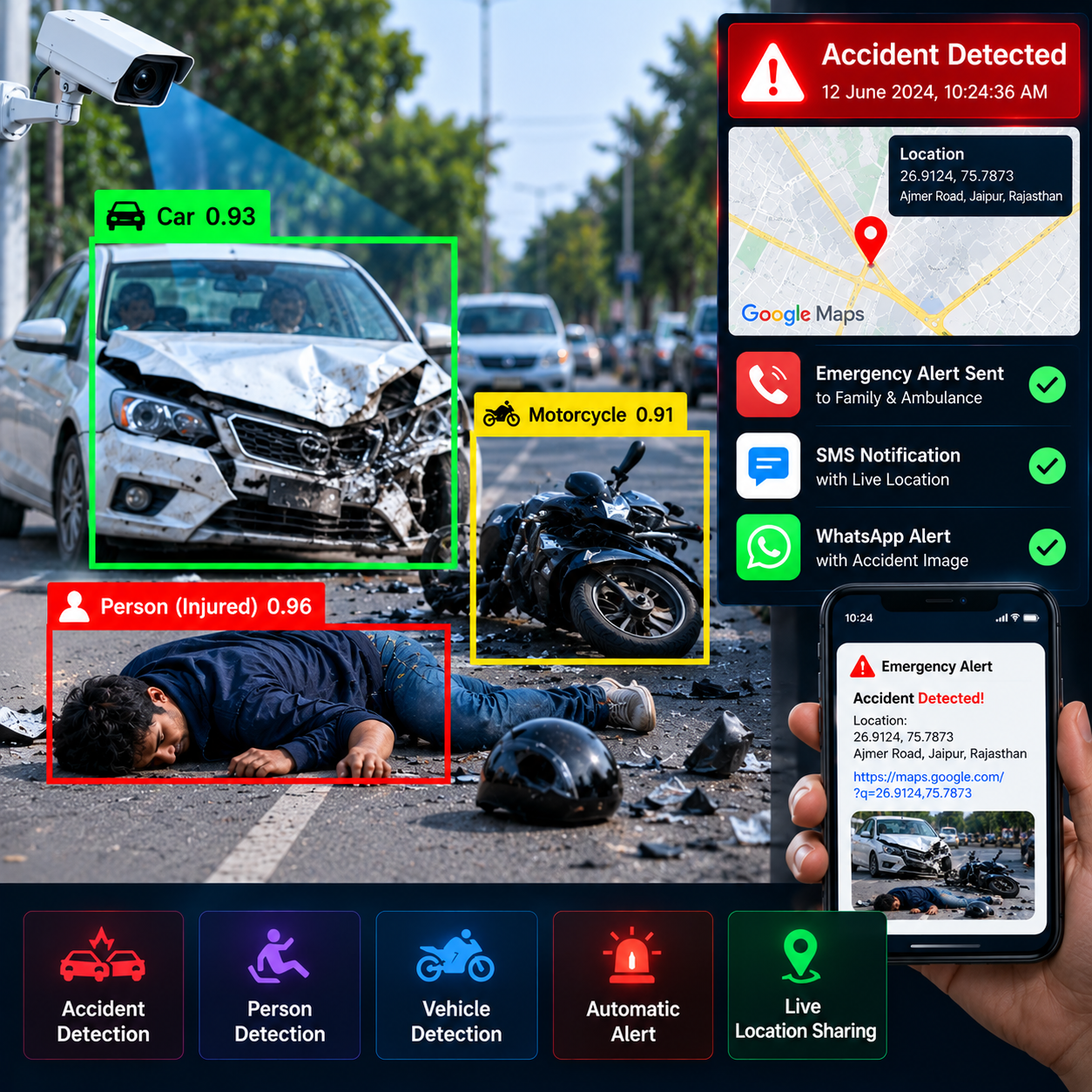 AI-based accident detection and alert system