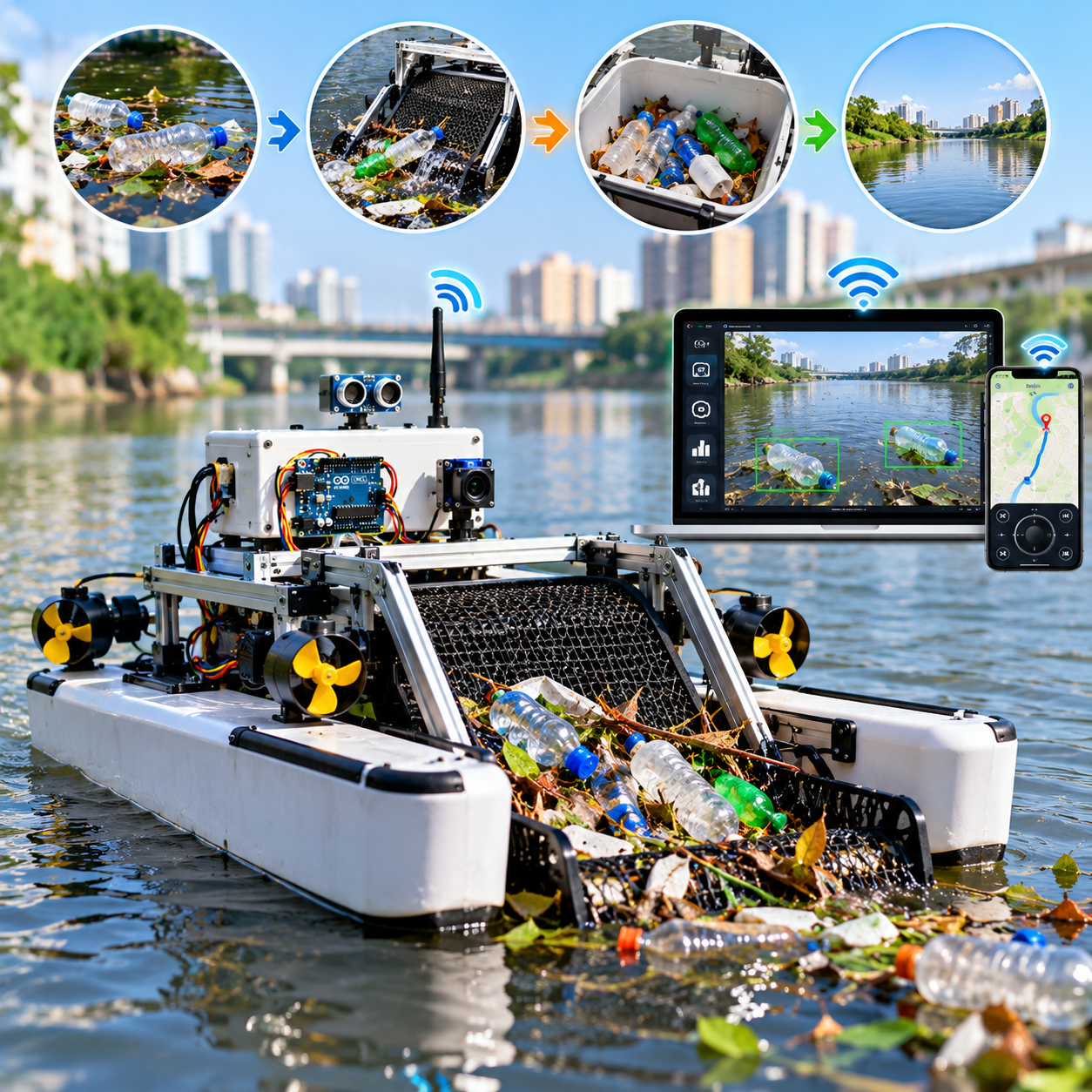 AI-based autonomous water surface cleaning robot for plastic waste collection