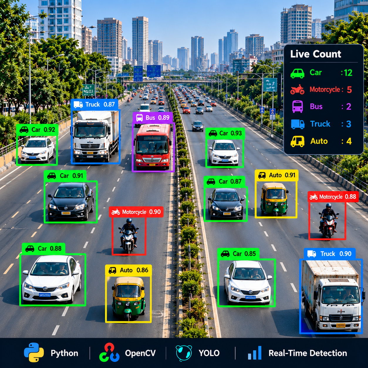 Vehicle detection and counting using Python and YOLO